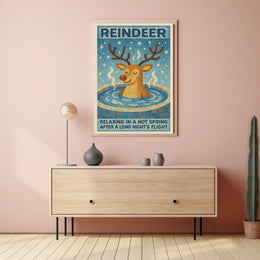 Relaxing Reindeer Mosaic Winter Art Poster - Abstract or Artistic Poster