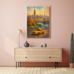 New York City Autumn Impressionism Poster Abstract Wall Art
