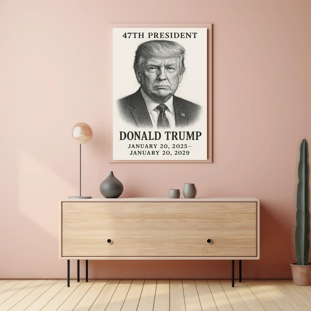 Donald Trump 47th President Pop Art Typography Patriotic Wall Decor Collectors Gallery Poster