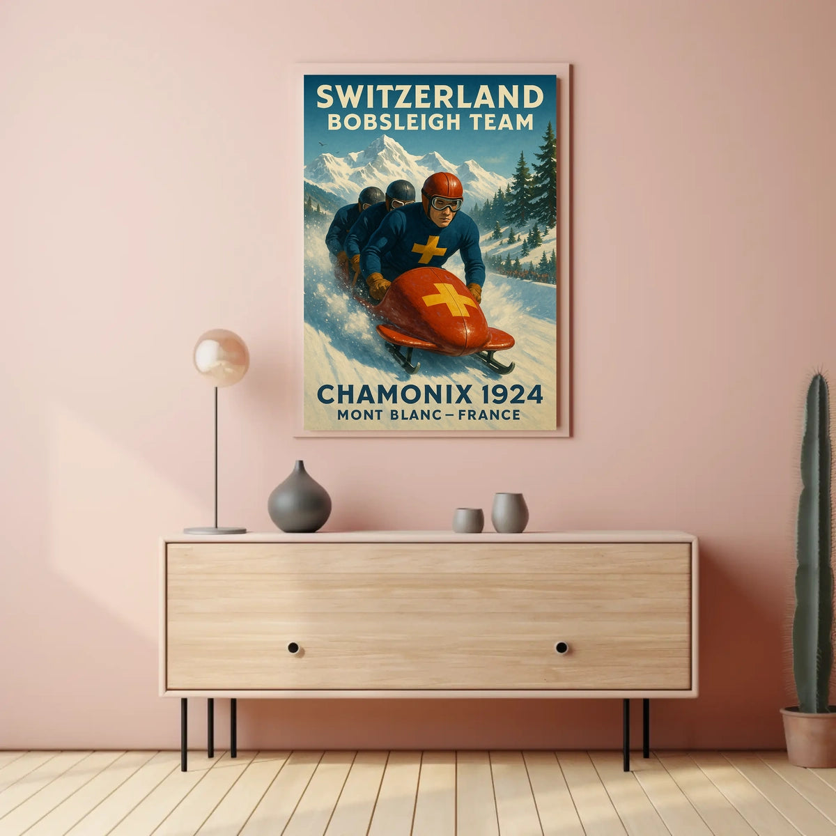 Switzerland Bobsleigh Team Chamonix 1924 Poster