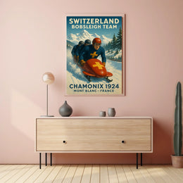 Switzerland Bobsleigh Team Chamonix 1924 Poster