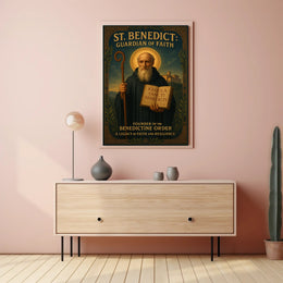 St Benedict Religious Poster Vintage Wall Art
