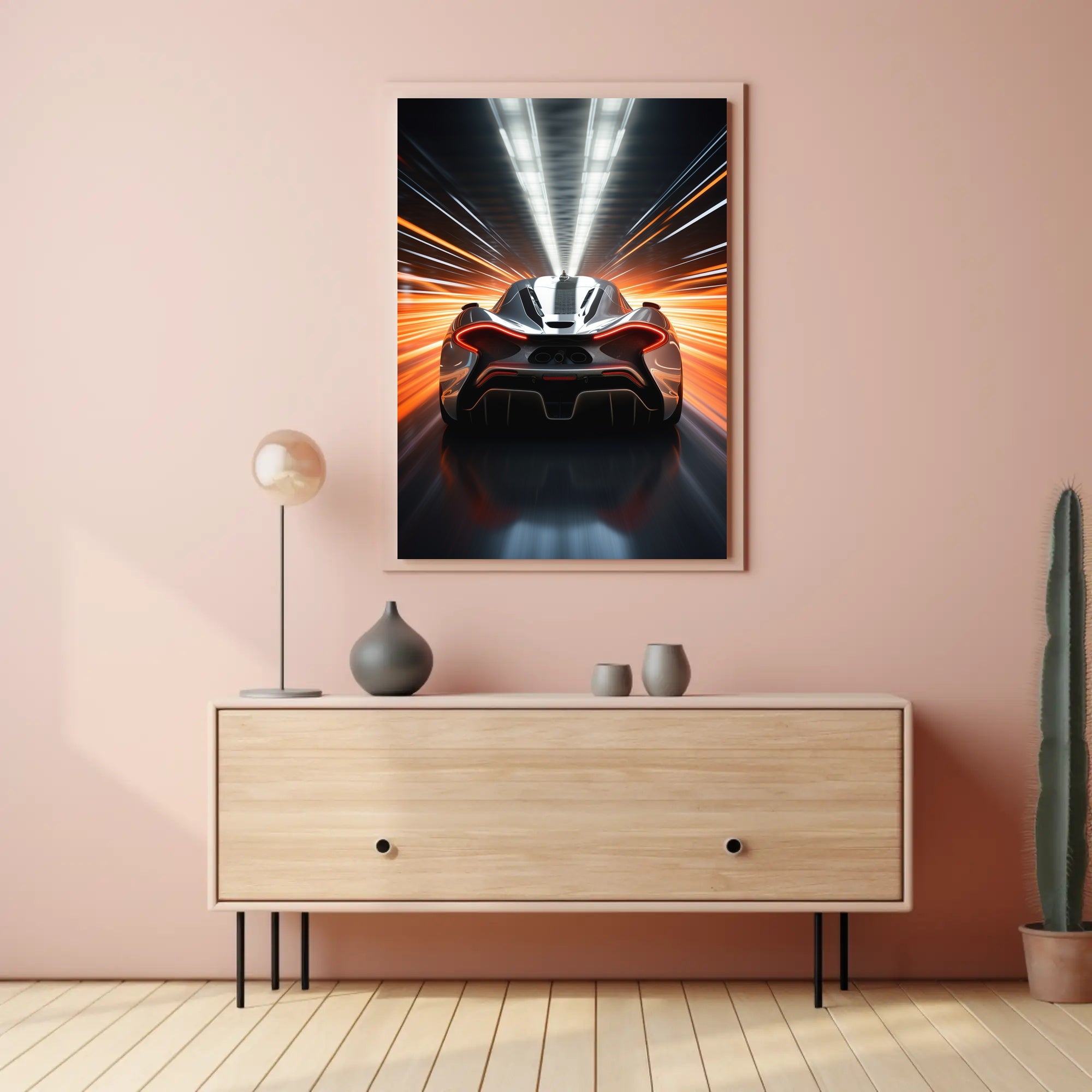Sleek Modern Sports Car Racing Futuristic Sci-Fi Poster