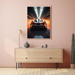 Sleek Modern Sports Car Racing Futuristic Sci-Fi Poster