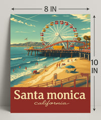 Santa Monica Pier Retro Travel Poster