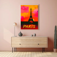 Paris Eiffel Tower Vibrant Sunset Urban or Cityscape Poster