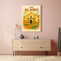 Alamo Watercolor Poster: Historic Texas Revolution Art