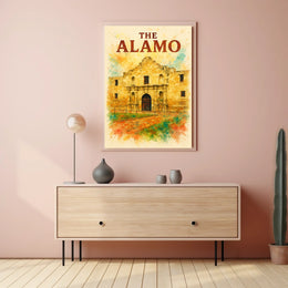 Alamo Watercolor Poster: Historic Texas Revolution Art