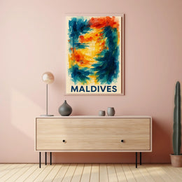 Maldives Color Splash Tropical Escape Beach Dreamscape Coastal Art Gallery Poster