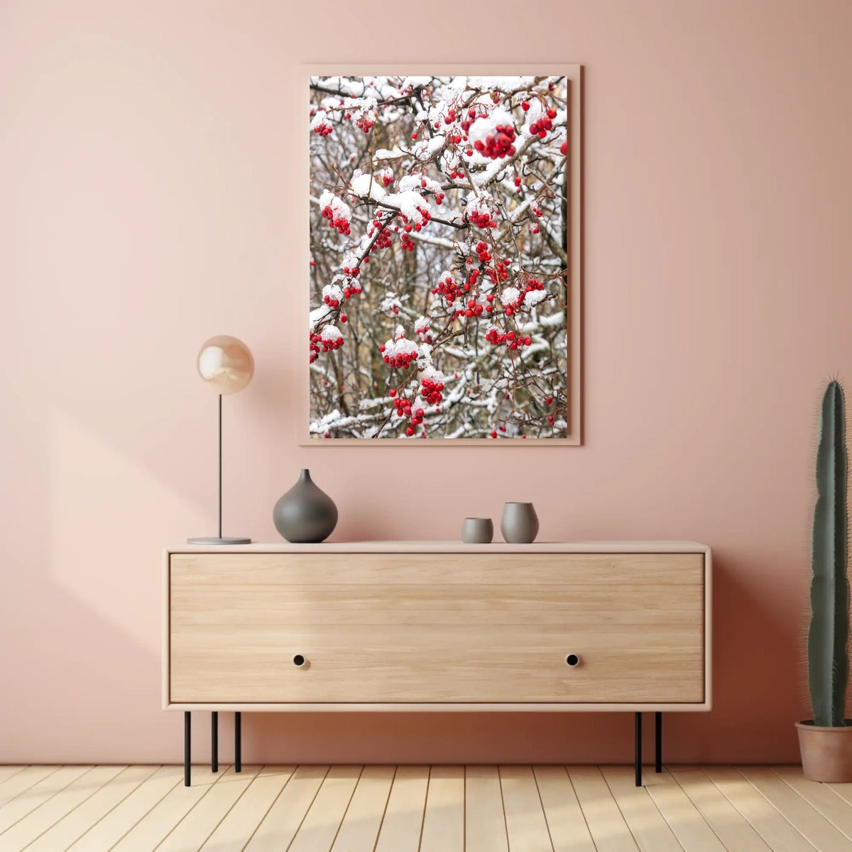 Wintry Red Berries Artwork - Abstract or Artistic Poster