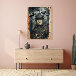 Haunted Clock Tower Gothic Artistic Pop Culture Poster
