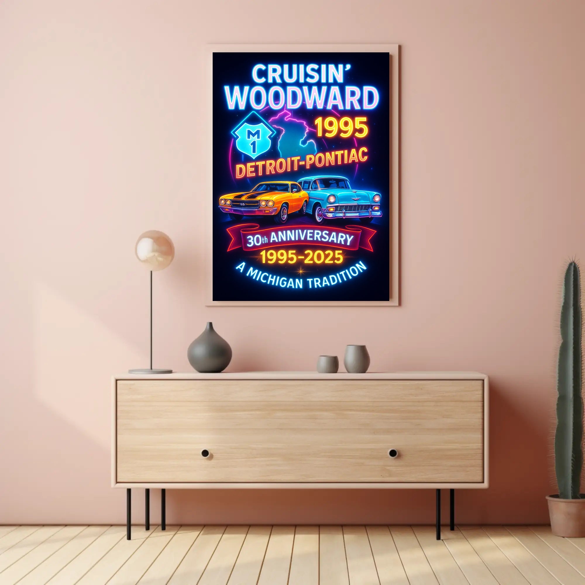Cruisin Woodward Classic Car Poster