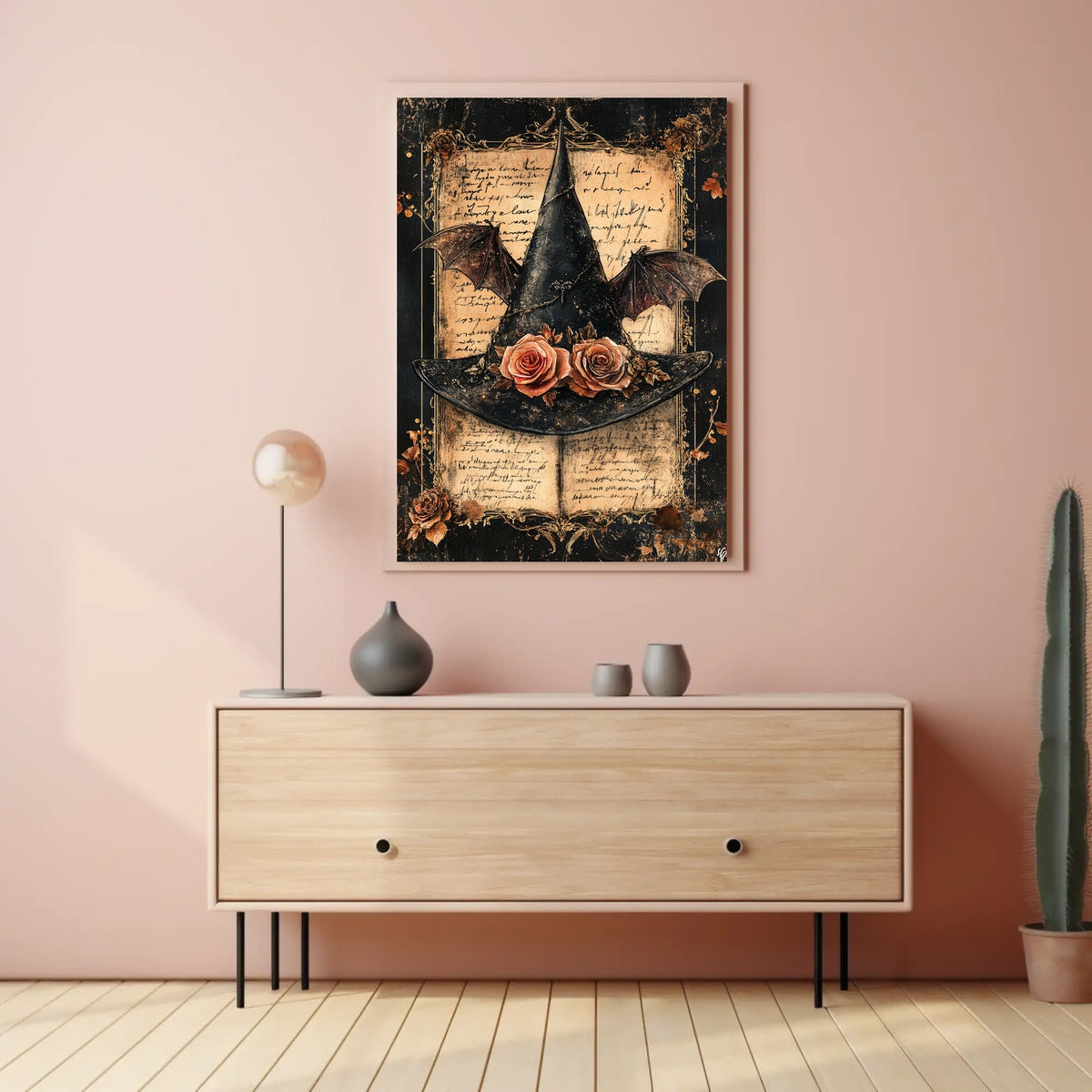 Mystical Witch Hat Halloween Scene Artistic Poster