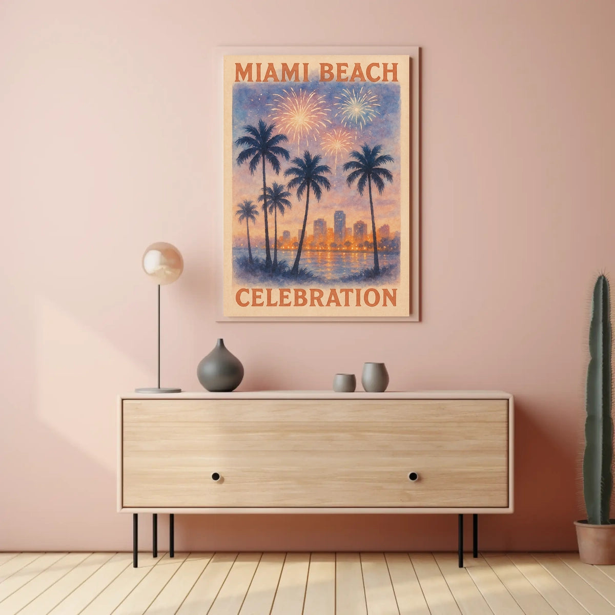 Miami Beach Celebration: Vibrant Urban or Cityscape Poster