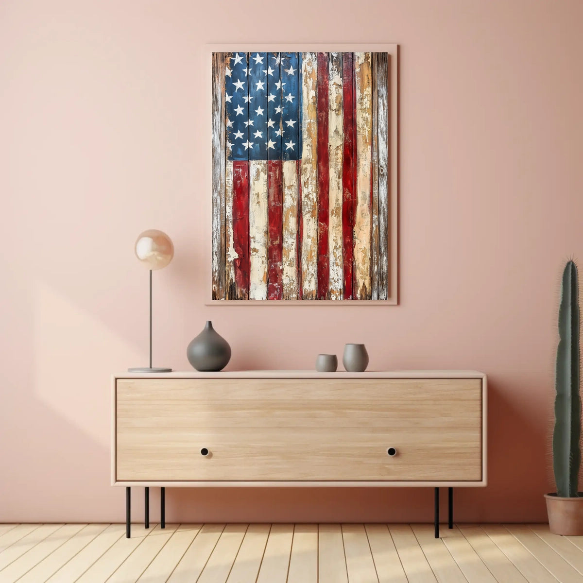 Faded American Flag Geometric Abstract Art Wall Poster