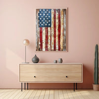 Faded American Flag Geometric Abstract Art Wall Poster