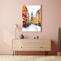 Poland Krakow Old Town and St Marys Basilica Poster