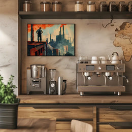 Industrial Progress: Bold Worker Factory Art Poster