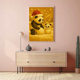 Festive Pandas in Winter Wonderland Poster