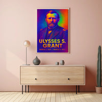 Ulysses S. Grant 18th President of the United States Neon Gradient Overlay Poster