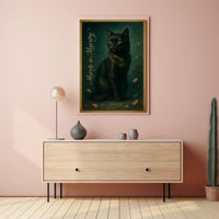 Majestic Black Cat with Gold Collar Animal Poster