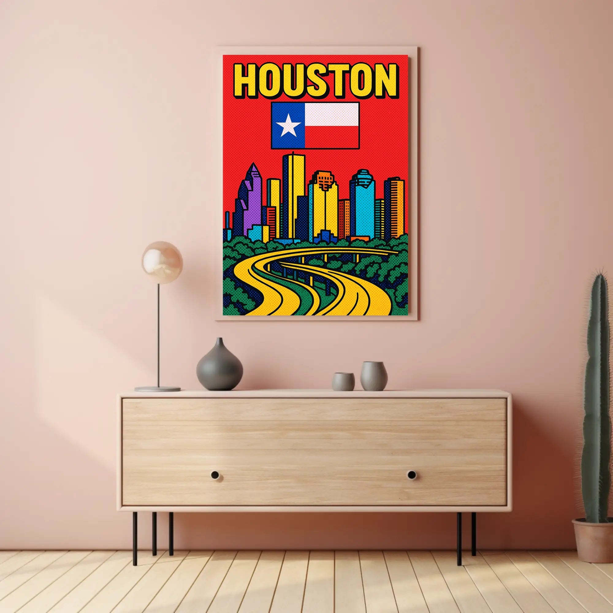 Houston Skyline Pop Art Poster PosterGoat