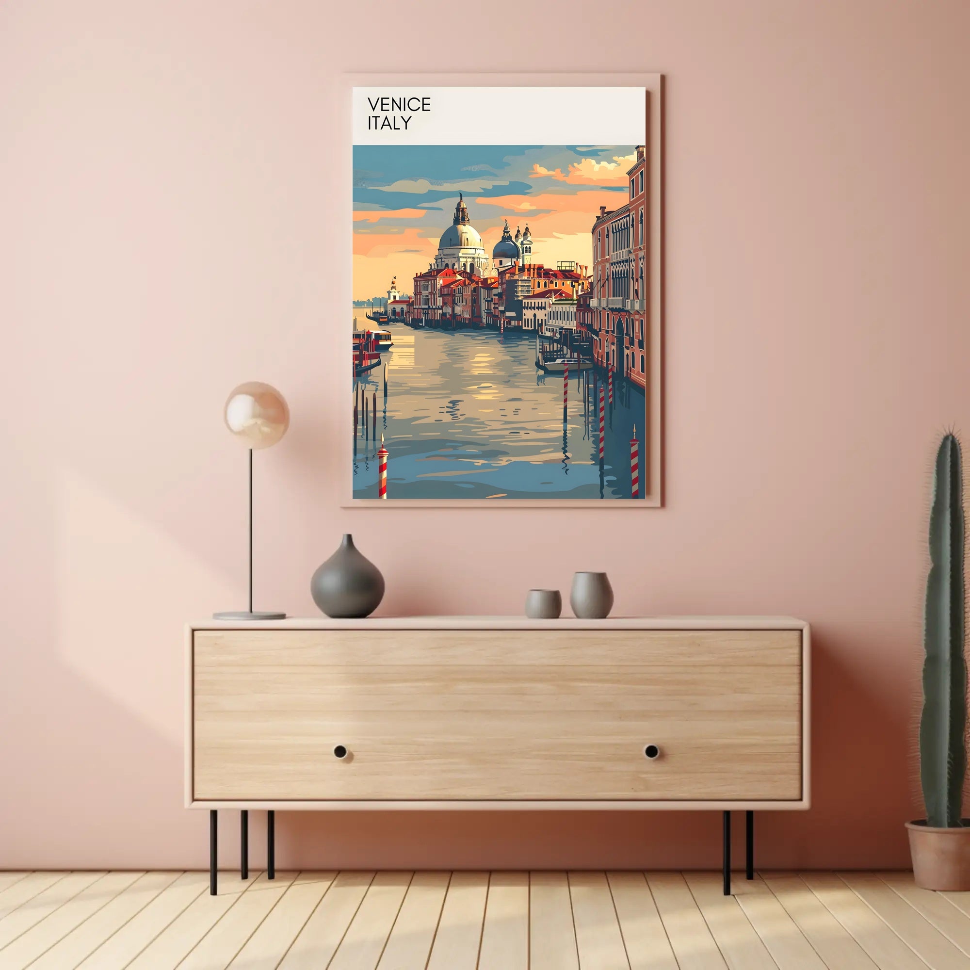 Venice's vibrant canals: Italian heritage travel poster