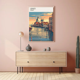 Venice's vibrant canals: Italian heritage travel poster
