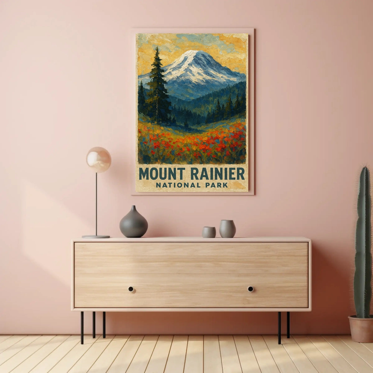 Mount Rainier National Park Wanderlust Vintage Ads Poster