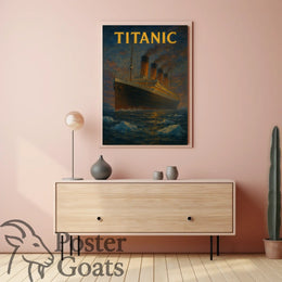 Titanic Voyage Vintage Historical Illustrated Poster