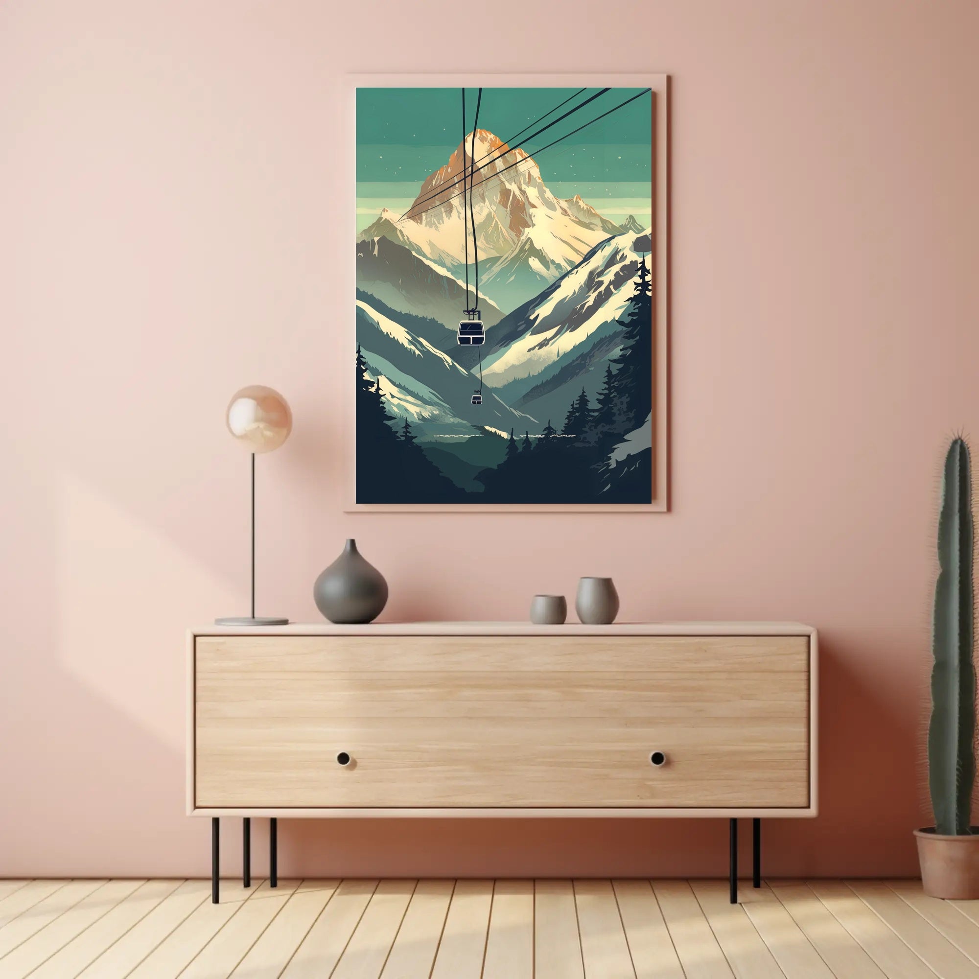 Majestic Mountain Cable Car Poster