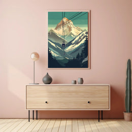 Majestic Mountain Cable Car Poster