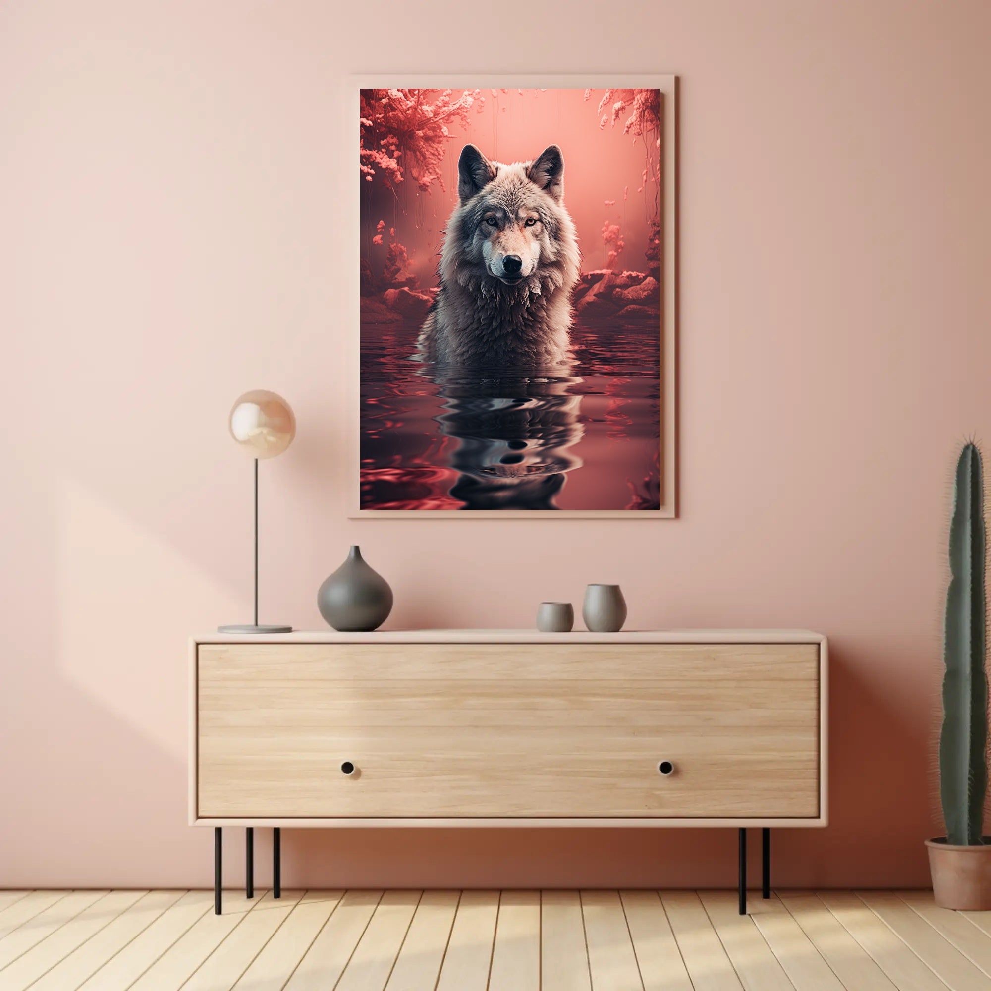 Majestic Wolf In Enchanted Waters Poster PosterGoat