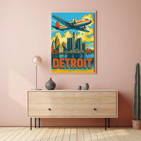 Detroit Skyline and Aviation Poster PosterGoat