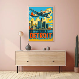 Detroit Skyline and Aviation Poster PosterGoat