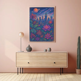 Cosmic Jungle Cityscape Poster