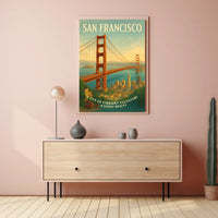 Vintage San Francisco Golden Gate Bridge Travel Poster