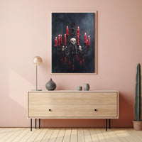 Gothic Chandelier With Skulls Poster