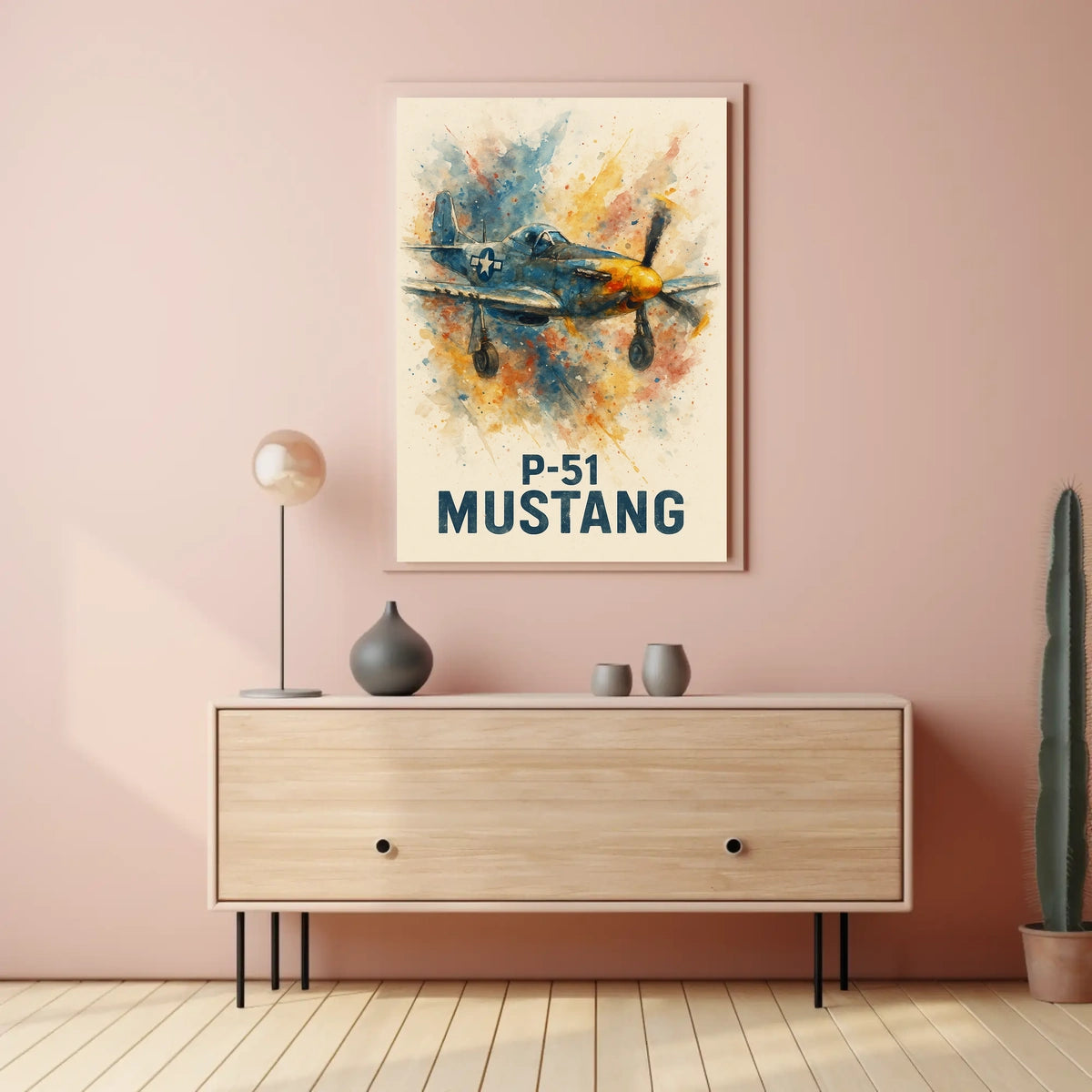 P-51 Mustang WWII Vintage Aviation Art Poster