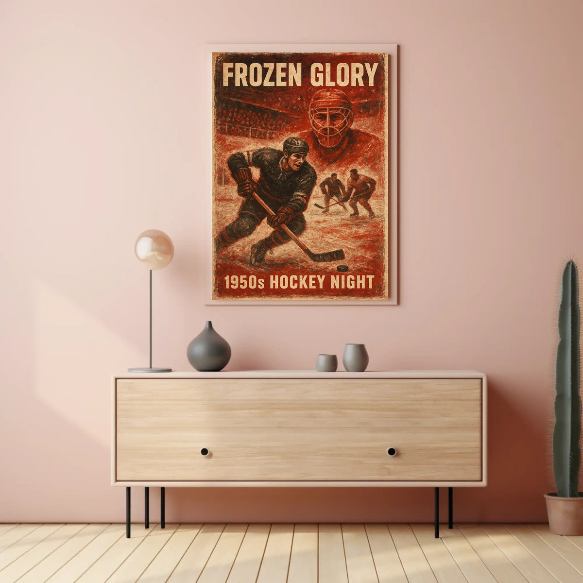 Frozen Glory Vintage Hockey Nostalgia Poster
