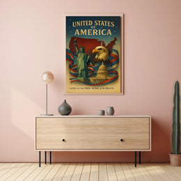 United States of America Land of the Free Poster PosterGoat