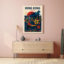 Hong Kong  A Vibrant Cityscape Poster PosterGoat