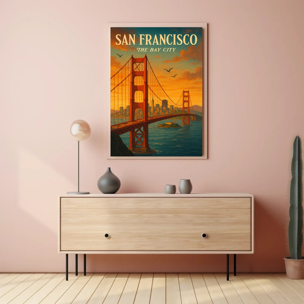 Golden Gate Bridge Vintage Travel Poster Art Print