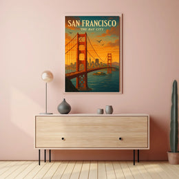 Golden Gate Bridge Vintage Travel Poster Art Print