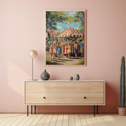 Lemonade Stand Scene With Kids Americana Vintage Poster