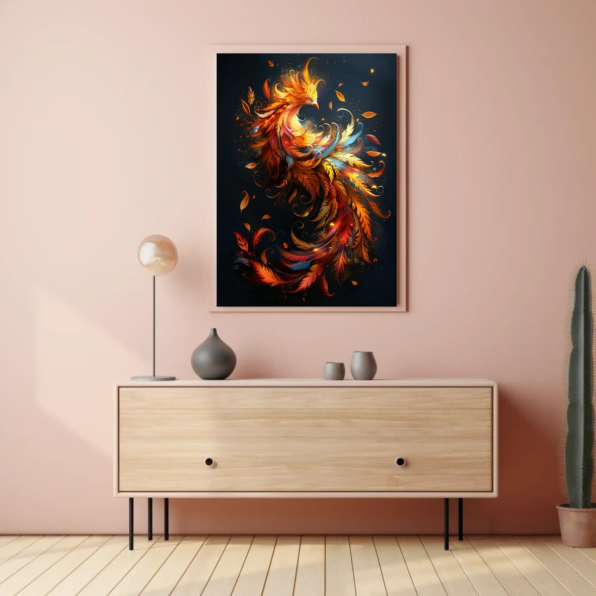 Phoenix Rebirth: Vibrant Mythical Bird Art Poster