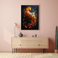 Phoenix Rebirth: Vibrant Mythical Bird Art Poster