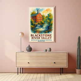 Blackstone River Valley Watercolor Historical Art Poster