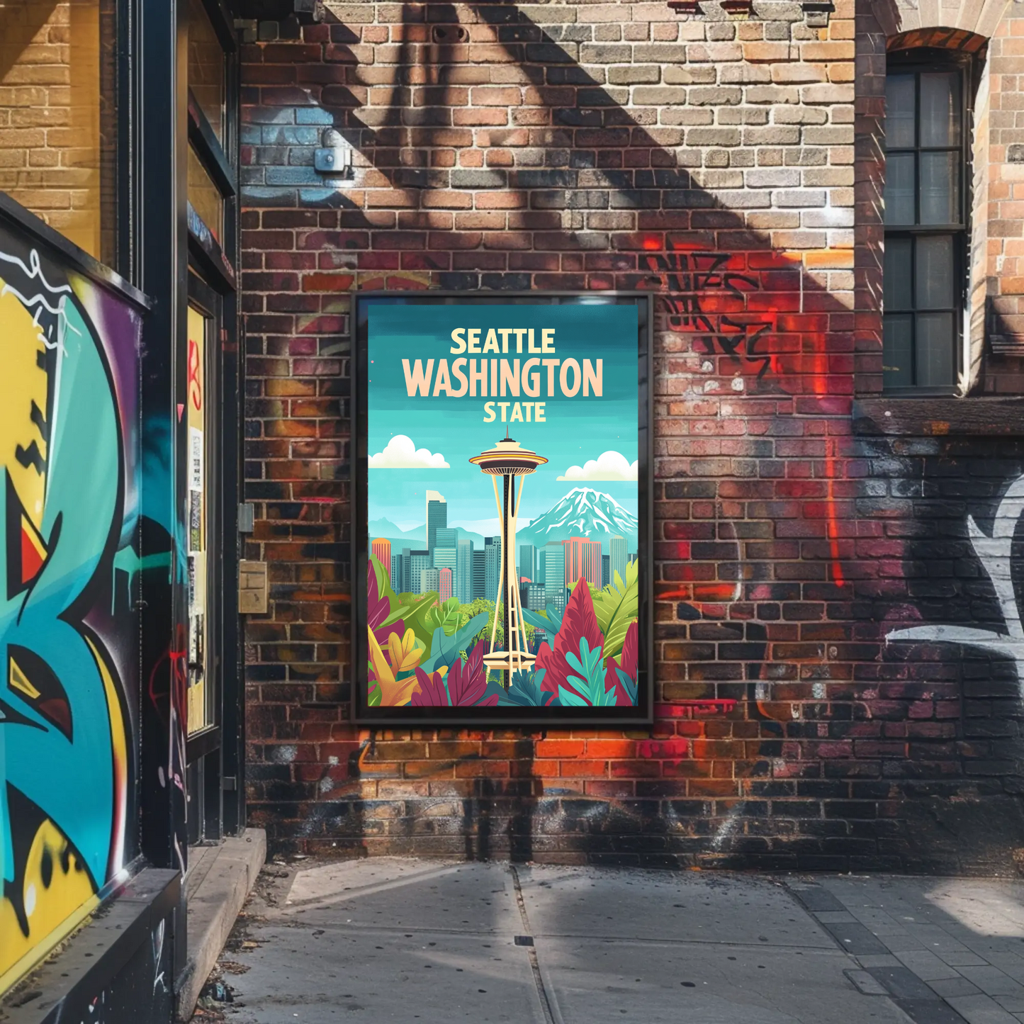 Seattle Washington State Vintage Style Poster