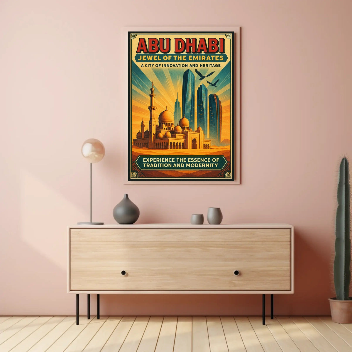 Abu Dhabi's Skyline Jewel of the Emirates Travel Poster